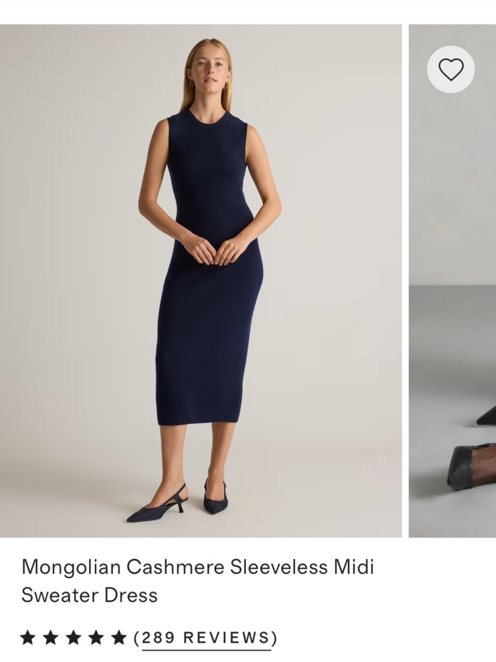 Quince 100% Mongolian Cashmere sleeveless midi sweater true navy